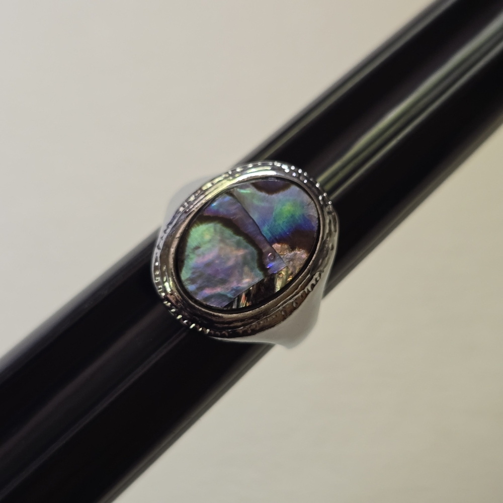Iridescent Abalone Shell Ring Size 6.5